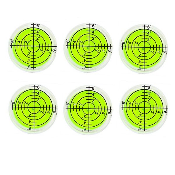 WOYISEPG 6Pcs Circular Bubble Spirit Levels RV Levelers 32mm RV Standard Levels Leveling Tools for Travel Trailer, Turntable, Phonograph, Camera, Tripod (32x7mm)