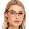 AQWANO Stylish Cat Eye Computer Reading Glasses Women Oversized Designer Blue Light Block Eyeglasses Readers Anti UV400 Eyestrain with Sping Hinge,Champagne 2.5