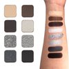 Black Smokey Eyeshadow Magnetic Palette, 8 Color Highly Pigmented Eyeshadow Powder, Single Tin Pan Diy Refillable, Small Travel Size Makeup Artist Kit Essentials (Palette-B)