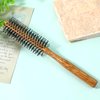 Ball-Tipped Round Hair Brush with Wooden Handle and Nylon Bristles for Short Hair, Bangs, Men's Beards, and Blow Drying