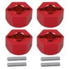 Aluminum RC Front & Rear Wheel Hubs Hex 12mm Upgrade 1654 for 1/10 Traxxas 4X4 Slash Hoss Stampede Rustler 4WD (Red)