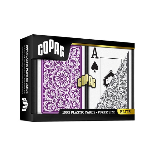 Copag 1546 Design 100% Plastic Playing Cards, Poker Size (Standard) Purple/Grey Jumbo Index (1 Set)