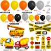 SNLN 152Pcs Construction Party Decorations Birthday Supplies Construction Balloon Arch Caution Tape Caution Sticker Construction Truck Foil Balloon Boy Kid Construction Theme Birthday Party Decoration
