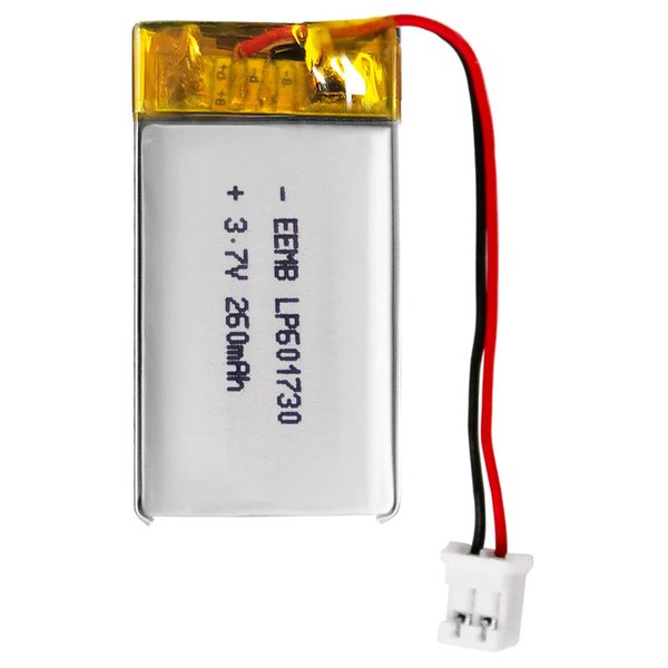 EEMB Lithium Polymer Battery 3.7V 260mAh 601730 Lipo Rechargeable Battery Pack with Wire JST Connector for Speaker and Wireless Device- Confirm Device & Connector Polarity Before Purchase