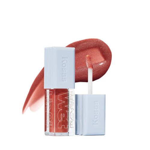 Kosas Wet Lip Oil Gloss - Hydrating Lip Plumping Treatment with Hyaluronic Acid & Peptides, Non-Sticky Finish (Dip)