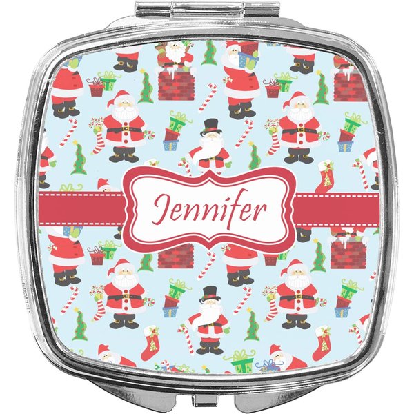 Personalized Santa and Presents Compact Makeup Mirror w/Name or Text