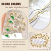 62pcs 3D Cross Nail Charms Rhinestones San Judas Virgin Mary Angel Gold Charms for Acrylic Nail Art Religious Gems Jewels Alloy Metal Nail Chains Tip Manicure Accessories Decoration Supplies Craft DIY