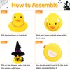 wonuu Spiders Rubber Ducks for Halloween, Car Dashboard Decorations Duck for Office Desk Ornament Accessories with Witch Hat Glasses Chain Spider (Black)