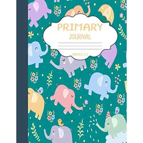 Primary Journal Grades k-2: Cute Elephants, Draw and Write Composition Book for Kids, Half Page Lined Paper with Drawing Space ( 8.5" x 11" Notebook with Soft Durable Cover )