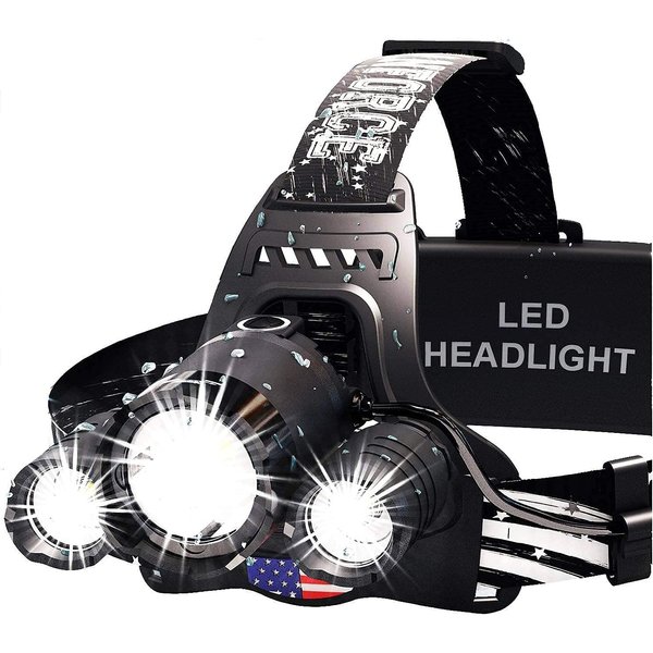 DanForce Headlamp. USB Rechargeable LED Head Lamp. Ultra Bright CREE 1080 Lumen Headlamp Flashlight + Red Light. HeadLamps for Adults, Camping, Outdoors & Hard Hat Light. Zoomable IPX54 Headlight