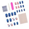 24Pcs 4th of July Press on Nails Square Fake Nails Red Blue White False Nails American Stars and Stripes Designs False Nails Full Cover Stick on Nails Artificial Nails for Women Girls Nail Decorations
