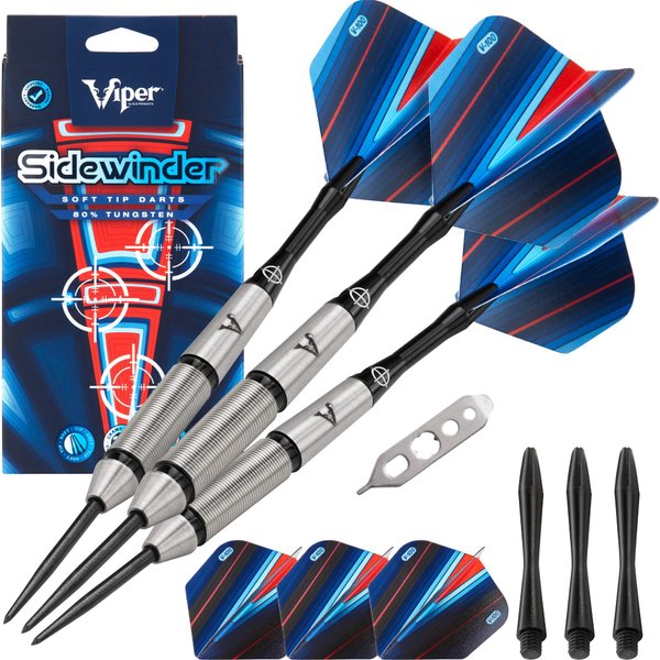 Viper by GLD Products Sidewinder 80% Tungsten Steel Tip Darts, 23 Grams,Black,23-1803-23