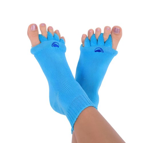 Foot Alignment Socks with Toe Separators by My Happy Feet | for Men or Women | Light Blue (Medium)