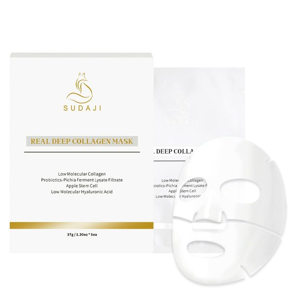 SUDAJI 37g x5ea Real Collagen Deep Mask, Hydrating Overnight Hydrogel Mask With Apple Stem Cells, Elasticity Improvement Collagen Sleep Mask