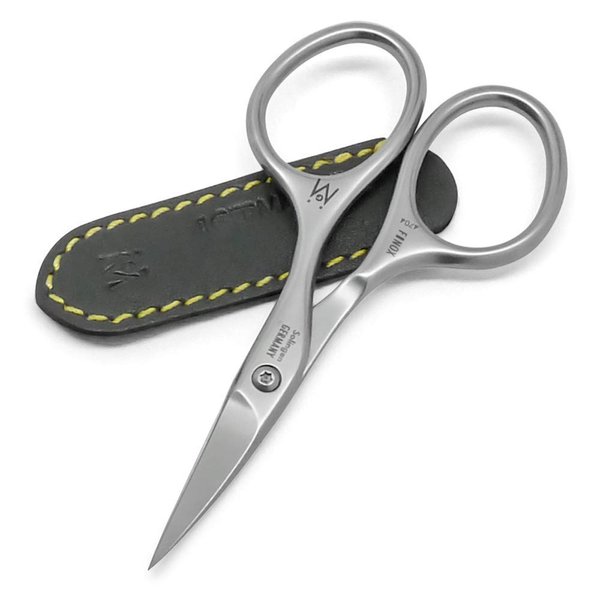 GERMANIKURE Professional Nail Cutter Scissors - FINOX Stainless Steel nail scissors for nail tips Manicure nail scissors curved Tools in Leather Case - Ethically Made in Solingen Germany - 4704