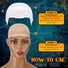 Syhood 4 Packs Halloween Bald Caps Makeup Latex Bald Head Wig Cap Bald Hat Costume Accessories for Women Men Adults(White,Stylish)