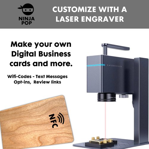 Ninja Pop 3pcs - Reddish-Brown Cherry Wood NFC Ntag215 NFC Cards - Laser Engraver Ready - Custom Digital Business Cards