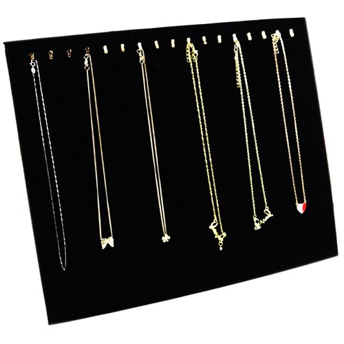 Ogrmar Black Velvet 17 Hook Necklace Jewelry Tray/Display Organizer/Pad/Showcase/Display case (17 Hook Necklace Display)