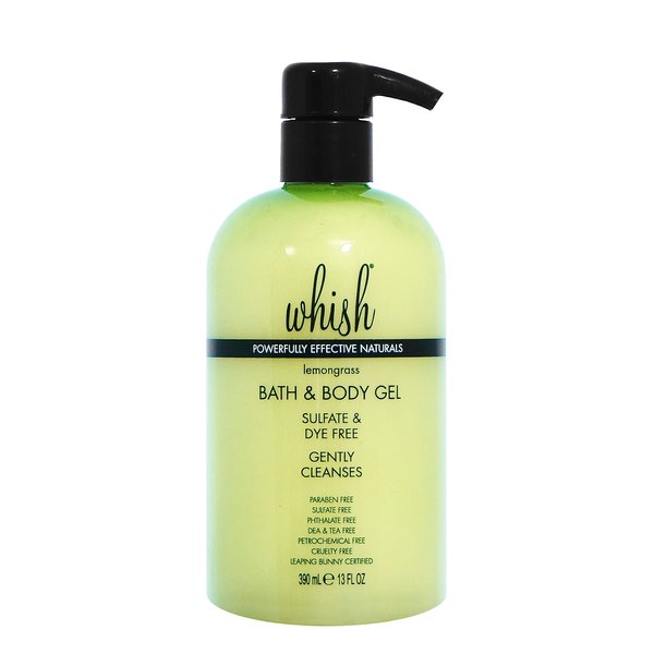Whish Beauty Bath & Body Gel - Moisturizing Body Wash for Women - Gentle On Sensitive Skin - Shower Gel infused with Shea Butter & Aloe - Sulfate & Paraben Free - Lemongrass - 13 fl oz