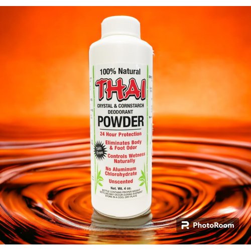 Thai Crystal Deodorant Natural Crystal & Cornstarch Deodorant Foot Body Powder, Unscented, 4 Ounce