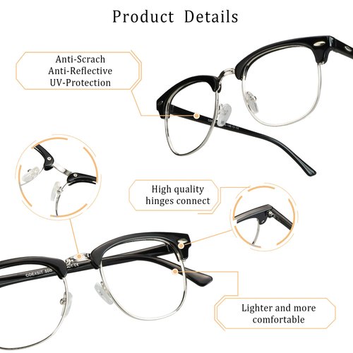 LifeArt 2 Pairs Blue Light Blocking Glasses, Anti Eyestrain, Computer Glasses, Gaming Glasses, TV Glasses for Women Men, Anti Glare (Clear Gold + Black Silver, No Magnification)