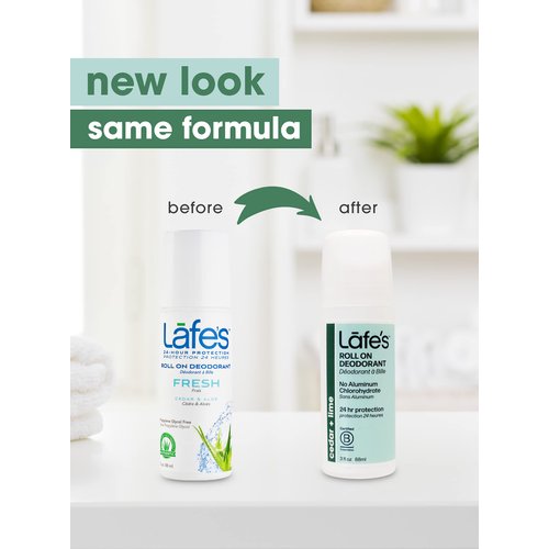 Lafe's Natural Deodorant | 3oz Roll-On Aluminum Free Natural Deodorant for Men & Women | Paraben Free & Baking Soda Free with 24-Hour Protection | Cedar & Lime - Formerly Fresh | Packaging May Vary