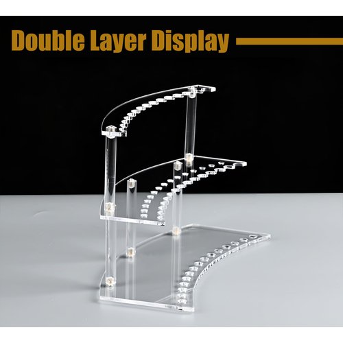LamChyar Acrylic Pen Holder, 2 Tier Pen Holder, Pen Display Stand 30-Slots, Pencil Display Case, Pen Organizer for Home Store Office School Supplies