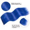 Winsky Hair Extensions Real Human Hair - One Piece Blue Color Remy Hair Extensions Clip on 80gram for Women (18inch, Blue)
