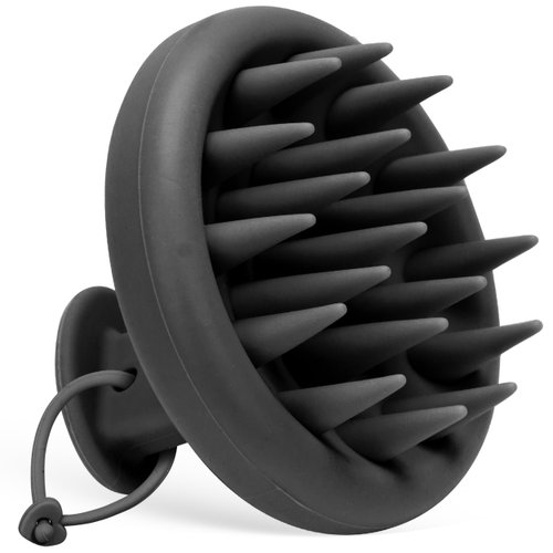 BABYSHEEP Silicone Scalp Massager Shampoo Brush for Removing Dandruff - Scalp Scrubber for Wet or Dry Hair - Supports Circulation & Hair Growth - for All Hair Types - Black
