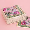 Lilly Pulitzer 40 Cocktail Napkins with Raffia Napkin Holder, Pink Disposable Paper Napkins, Reusable Napkin Holder for Table, Via Amore Spritzer