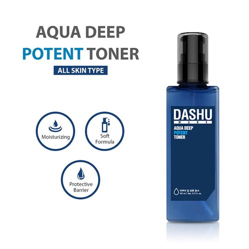 DASHU Mens Aqua Deep Potent Toner 5.17fl oz – Facial Toner, Tightens pores, All Skin Types, Recondition and purify Skin, Anti-Aging, Dead Skin Care, Moisturizing