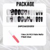 IMSOHOT Black Press on Nails Medium Coffin Fake Nails French Glossy Glue on Nails Full Cover Y2K Bow & Rhinestone Designs Handmade Artificial Stick on Ballerina Nails for Women Girls 24Pcs