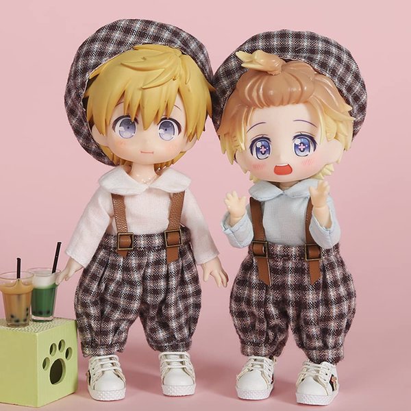 XiDonDon Doll Clothes Lovely Lattice Shirt and hat and Skirt or Pants for Ob11,Mollys,1/12 BJD Doll Accessories (blue1)