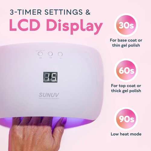 SUNUV SUN8 UV Light for Nails, UV LED Nail Lamp with Three Timer Settings, Gel Nail Light for Nail Polish, Nail Dryer Compatible with All Gel Types
