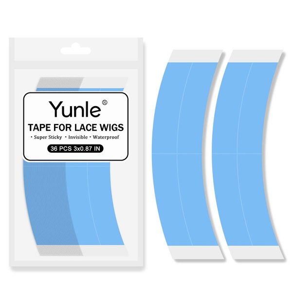 Yunle 36 PCS Lace Front Wig Tape Double Sided Wig Tape for Lace Wigs Blue Strong Adhesive Tape Waterproof Lace Tape for Wigs Toupee Hairpiece Blue 1/4