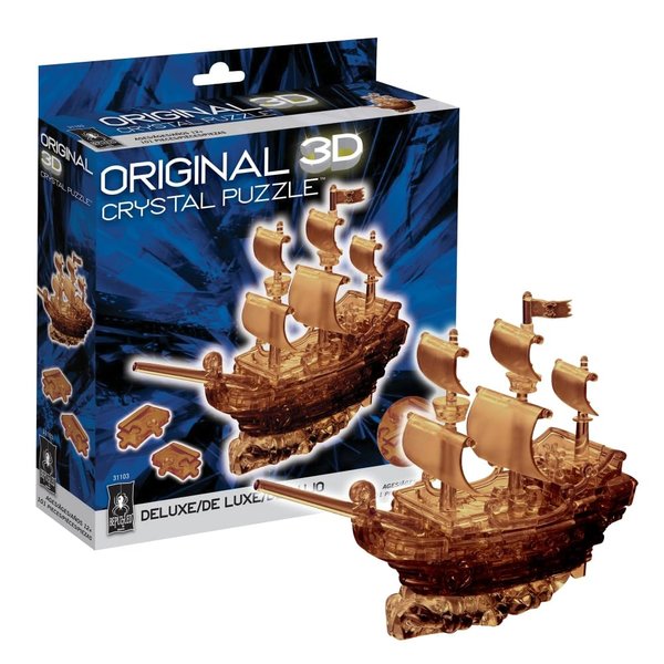 BePuzzled Original 3D Crystal Puzzles | Pirate Ship Deluxe Original 3D Crystal Puzzle, Ages 12 and Up