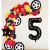 Race Car Balloons Wheel Tire Balloons 5th Birthday Party Decorations for Boys Foil Mylar Race Car Truck Bike Theme Party Supplies Favors Anniversary Decor Black and Red