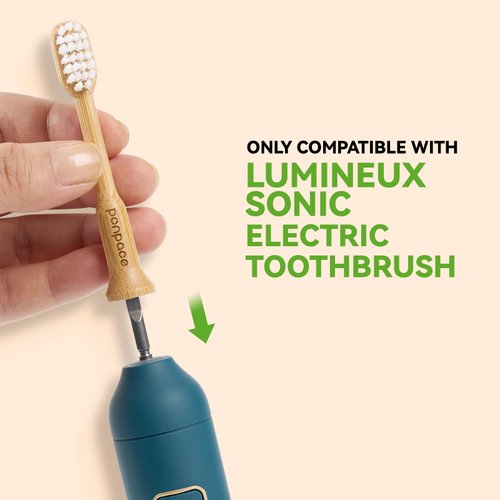 PONPACE Bamboo Toothbrush Heads Compatible with Lumineux, Extra Soft Castor-Oil Bristles for Sensitive Teeth, Eco-Friendly & Gentle Cleaning