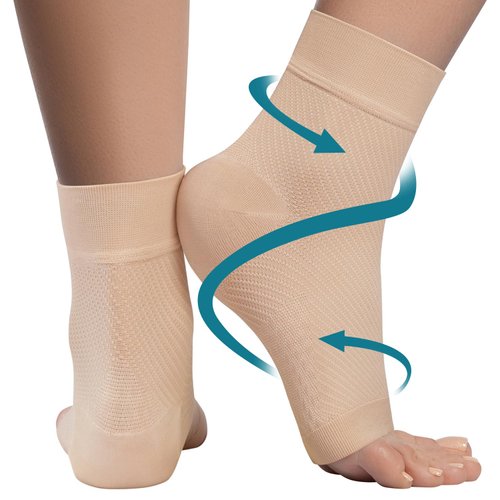 KEMFORD Ankle Compression Sleeve - Plantar Fasciitis Braces - 15-20mmhg Open Toe Compression Socks for Swelling, Sprain, Neuropathy, Arch Support for Men and Women