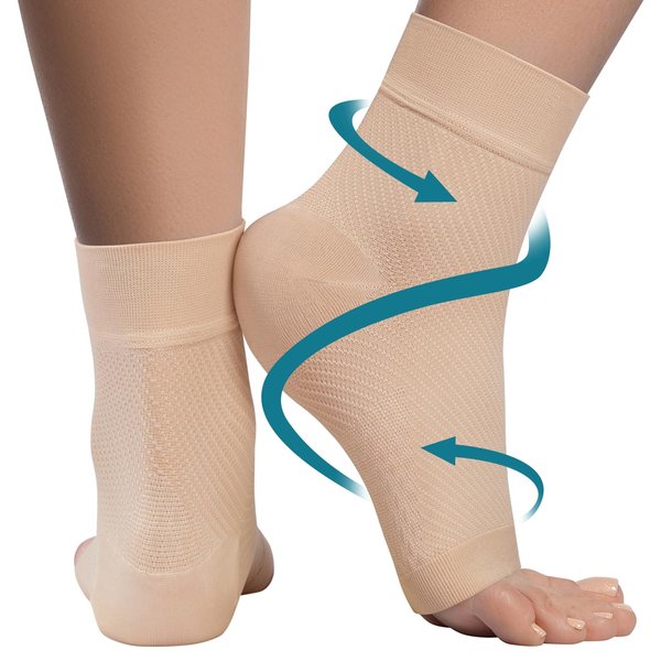 KEMFORD Ankle Compression Sleeve - Plantar Fasciitis Braces - 15-20mmhg Open Toe Compression Socks for Swelling, Sprain, Neuropathy, Arch Support for Men and Women