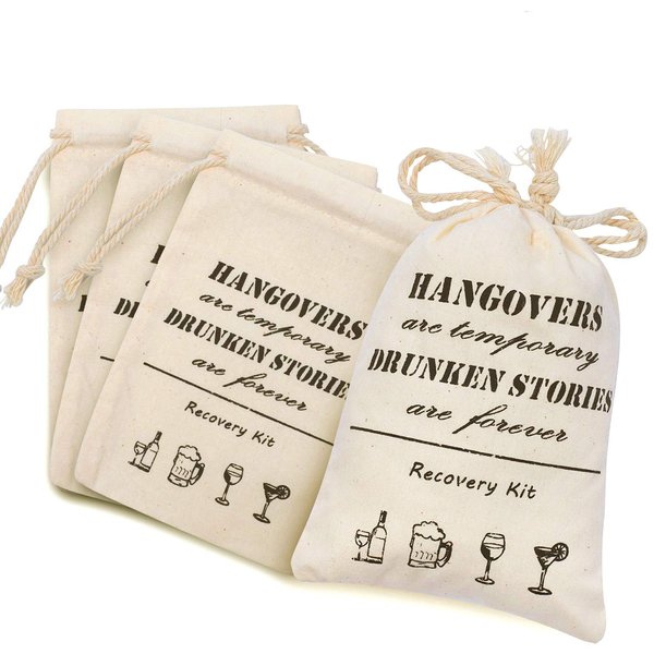 Whaline Pack of 20 Bachelorette Party Bags with Drawstring Cotton Recovery Kit Bags Muslin Tote Bag for Bridal Shower Wedding Gift Decoration Hen Night Parties (10 x 15 cm)