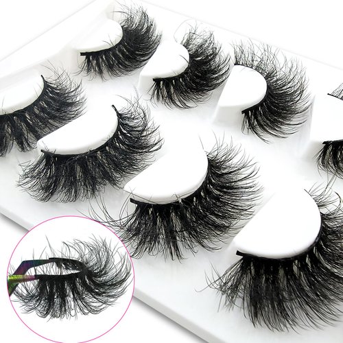 Mink Lashes Flu-ffy Lashes 20mm Long Flu-ffy Cat Eye False Eyelashes 3D Volume Curly Dramatic Fake Eyelashes Thick Full Lashes 5 Pairs Pack(5W-TB18)
