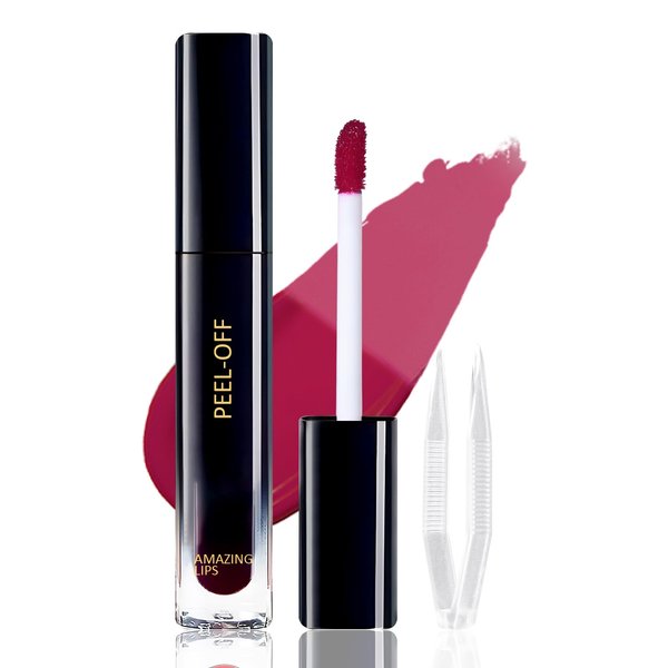 PASNOWFU Peel Off Lip Stain, Matte Liquid Lipstick, Lip Stain Peel Off, Lip Tint Long Lasting Waterproof Tattoo Magic Color Lip Liner, Non Stick Color Peel Off Mask Lip Gloss Makeup - 06
