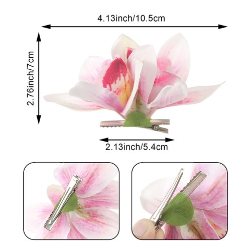 3 PACK Hawaiian Flower Hair Clips, Orchid Alligator Clips Big Bohemian Hair Pins Flower Hair Barrettes Daisy Alligator Hair Clips for Wedding Bridal Beach Party