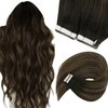 Sunny Hair Tape in Extensions Straight Skin Weft Tape in Hair Extensions Invisible Tape in Hair Extensions Human Hair 20Pcs Hair Extensions Real Human Hair Darkest Brown Balayage Medium Brown 22inch