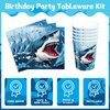 170pcs Shark Party Supplies Shark Birthday Plates Napkins Under the Sea Ocean Tablecloth Shark Shape Banner Paper Cup Dinner Tableware Set for Kids Boy Birthday Party Decorations Serve 24 Guests