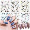Cute Sea Animal Nail Art Stickers, Laser Little Animal Self-Adhesive Sticker Design, 3D Butterfly Birds Dragonfly Jellyfish Conch Shell Nail Transfer Decals for Women Girls Manicure Beach Decorations