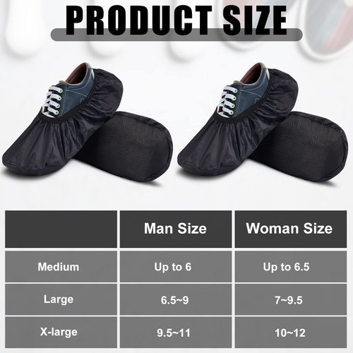 SATINIOR 2 Pairs Black Bowling Shoe Covers Non-Slip Bowling Shoe Covers Shoe Protector Covers for Bowling Adults (L)