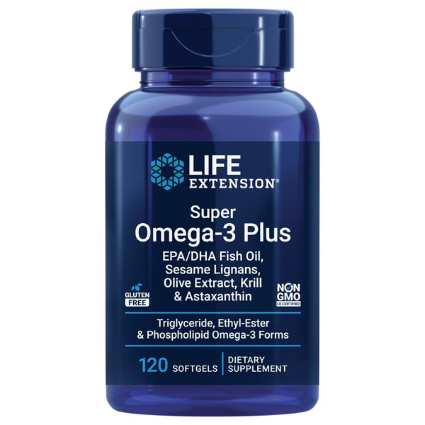 Life Extension Super Omega-3 Plus EPA/DHA Fish Oil, Sesame Lignans, Olive Extract, Krill & Astaxanthin - Heart, Brain & Joint Health Support - Gluten-Free, Non-GMO - 120 Softgels