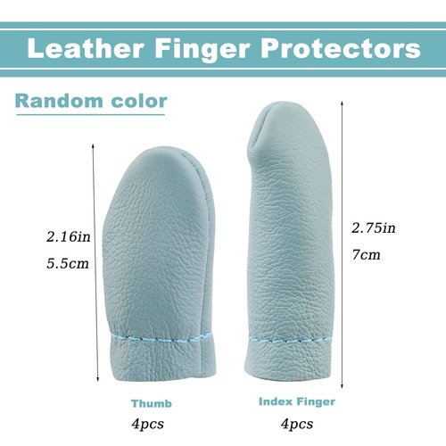 4 Pairs Leather Finger Protector Needle Felting Knitting Finger Thimble Guards Tools for Hand Craft Sewing Needlework Handmaking(Random Color)